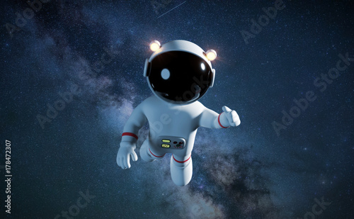 Cute Cartoon Astronaut In White Space Suit In Front Of The Milky Way Galaxy Buy This Stock Illustration And Explore Similar Illustrations At Adobe Stock Adobe Stock
