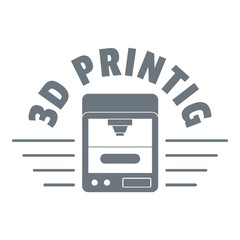 Poster - 3d printing logo, simple gray style