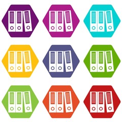 Poster - Office folders icon set color hexahedron