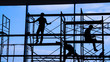 Woker silhouette on scaffold contruction contractor safty working business