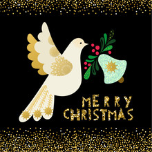 Dove Of Peace.  Christmas Invitation Card 