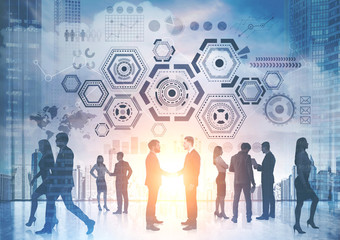 Poster - HUD and infographics, business team