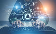 © ImageFlow - Man tying, network hologram