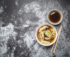 Poster - Asian dumplings in bowl