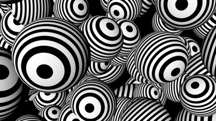  Abstract background with black and white spheres. 3d rendering