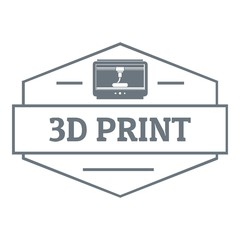 Poster - Technology 3d printing logo, simple gray style