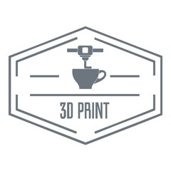 Poster - Plastic 3d printing logo, simple gray style