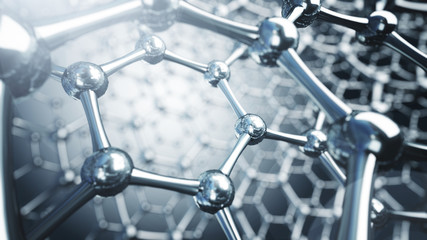 Wall Mural - 3d illusrtation of graphene molecules. nanotechnology background illustration.