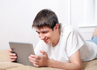 Canvas Print - Young Man with a Tablet