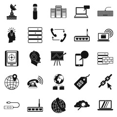 Poster - Telecommunication icons set, simple style