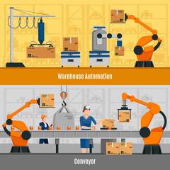 Canvas Print - Warehouse Automation Banners Set