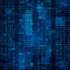Poster - Blue binary computer code. vector background illustration