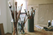 © kojala - Artistic brushes. Bunch of artist paintbrushes.