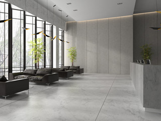 interior of a lobby hotel reception 3d illustration