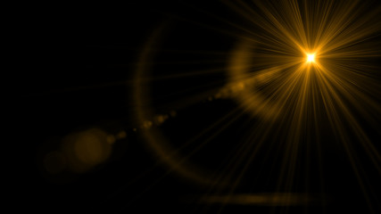 Wall Mural - lens flare light over black background. easy to add overlay or screen filter over photos