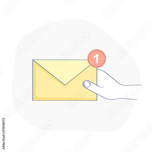 Fotografía New Message, hand holding Mail Envelope with notification