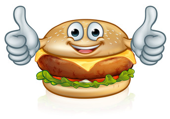 Canvas Print - Burger Food Mascot Cartoon Character