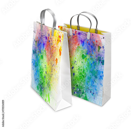 Fotografia Two Shopping Bags opened and closed with color splash