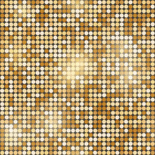 Gold Glittering Round Mosaic Seamless Background.
