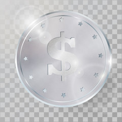 Wall Mural - Realistic 3d  silver coin vector illustration.