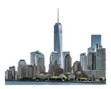 Fototapeta Miasta - One World Trade Center, landmarks of New York City and high-rise building in Lower Manhattan, isolated white background with clipping path