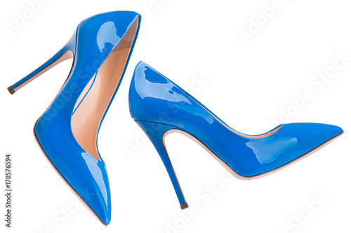 Cuadros en Lienzo Blue lacquered high-heeled shoes