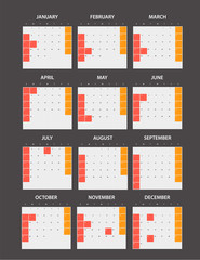 Aufkleber - 2018 year calendar template. Flat design template
