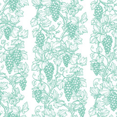 Canvas Print - seamless pattern with grape vine.