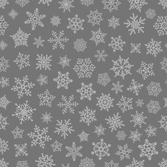 Poster - Different snowflake elements seamless pattern