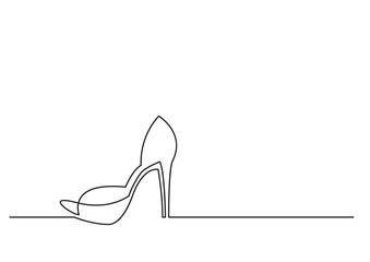 Poster - one line drawing of isolated vector object - high heel shoe