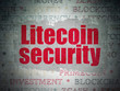 © Maksim Kabakou - Blockchain concept: Painted red text Litecoin Security on Digital Data Paper background with   Tag Cloud