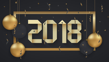 Wall Mural - vector modern christmas or 2018 happy new year winter holiday invitation card