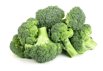 Wall Mural - fresh broccoli isolated on white background close-up. Top view