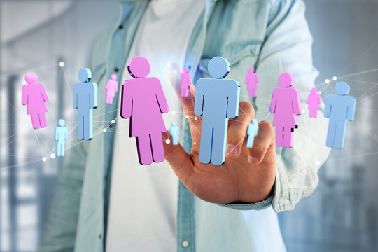 Couple of a man and a woman meeting on the internet - 3D rendering