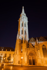 Wall Mural - Matthias Church in Budapest Illuminated at Night in Hungary