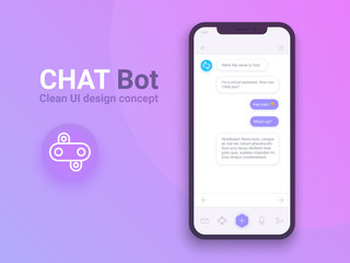 Clean Mobile UI Design Concept. Trendy Chatbot Application with Dialogue window. Sms Messenger. Vector EPS 10