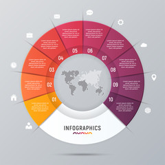 Vector circle chart infographic template for presentations, adve