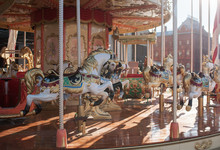 Carousel. Horses On A Carnival Merry Go Round.