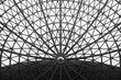 The glass dome of the building. The design of the roof is round. Black and white version.