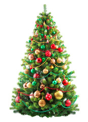 beautiful christmas tree isolated on white background