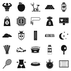 Poster - Lawn tennis icons set, simple style