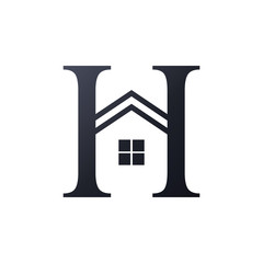 black initial letter H with house sign logo. real estate logo concept.