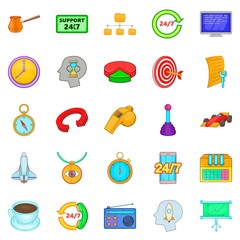 Poster - Around the clock icons set, cartoon style