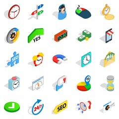 Poster - Working hour icons set, isometric style