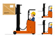 A worker is driving the loader machine on transparent background
