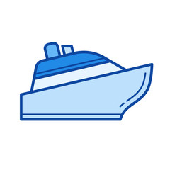 Sticker - Cruise ship line icon isolated on white background. Cruise ship line icon for infographic, website or app. Blue icon designed on a grid system.