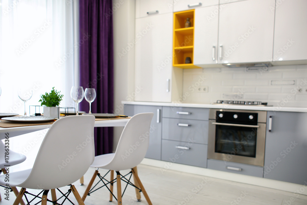 Interior of light modern kitchen