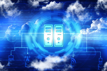 Poster - 2d illustration Data center server protection lock