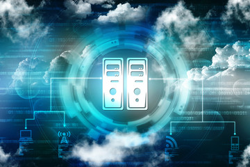 Poster - 2d illustration Data center server protection lock