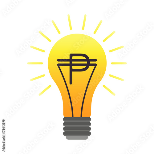 Colorful Vector Lightbulb With Peso Business Idea Flat Finance Colorful Vector Lightbulb With Peso Business Idea Flat Finance Latin American Money Symbol